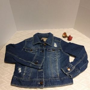 Blue spice distressed jean jacket